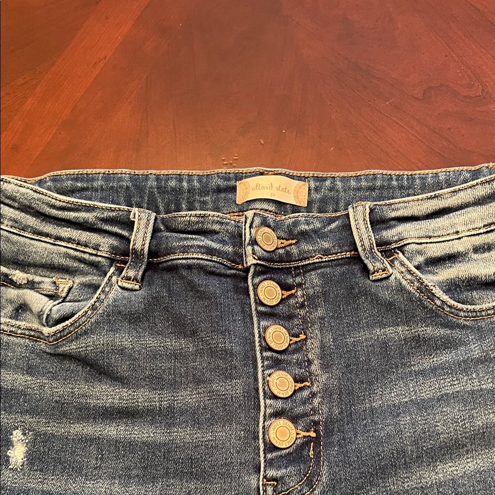 Altar'd State Distressed High Rise Blue Jeans - Picture 2 of 5